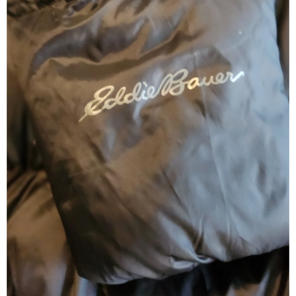 EDDIE BAUER EB500 WOMEN'S  LUNA PEAK BLACK HOODED DOWN PUFFER SIZE XL - Picture 3 of 6